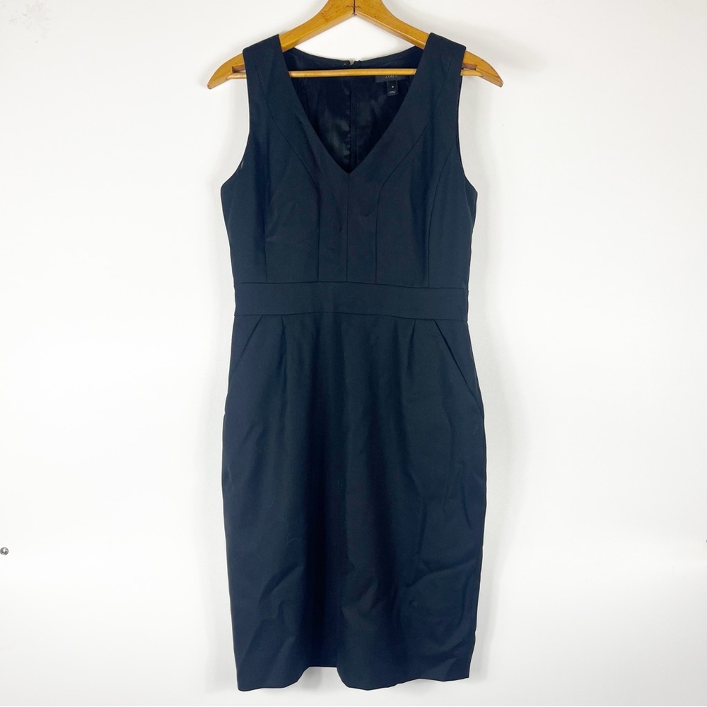 J. Crew 100% Wool Suiting Sleeveless Black Sheath Dress size 4